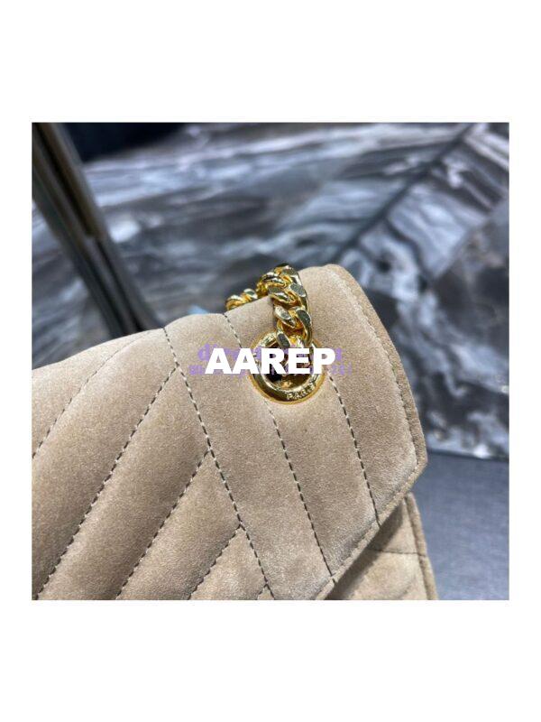 Replica YSL Saint Laurent Envelope Medium Bag In Mix Matelassé Suede Calf 600185 Beige 6