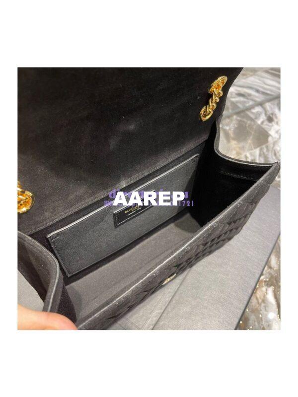 Replica YSL Saint Laurent Envelope Medium Bag In Mix Matelassé Suede Calf 600185 Black 11