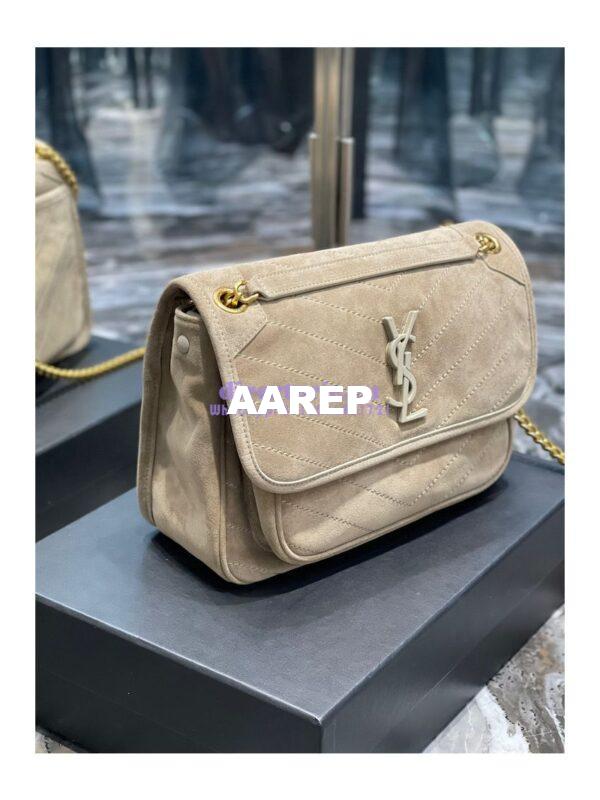 Replica YSL Saint Laurent Niki Medium In Quilted Suede And Smooth Leather 6331581 Beige 6