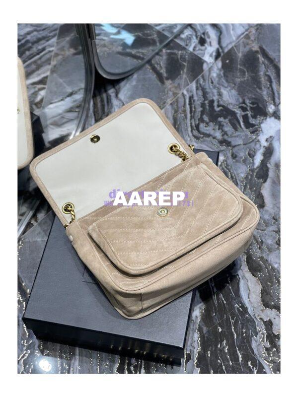 Replica YSL Saint Laurent Niki Medium In Quilted Suede And Smooth Leather 6331581 Beige 10