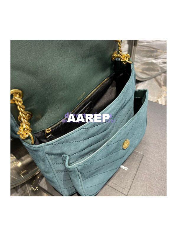Replica YSL Saint Laurent Niki Medium In Quilted Suede And Smooth Leather 6331581 Dark Green 6