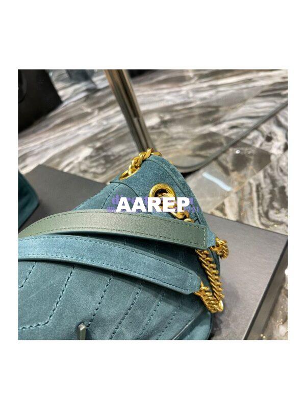 Replica YSL Saint Laurent Niki Medium In Quilted Suede And Smooth Leather 6331581 Dark Green 7