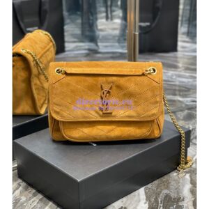 Replica YSL Saint Laurent Niki Medium In Quilted Suede And Smooth Leather 6331581 Cork 2