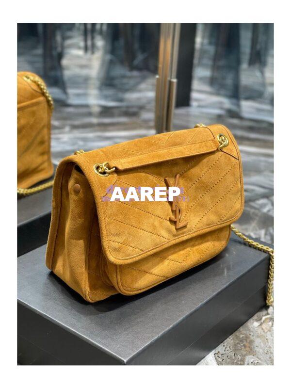 Replica YSL Saint Laurent Niki Medium In Quilted Suede And Smooth Leather 6331581 Cork 5