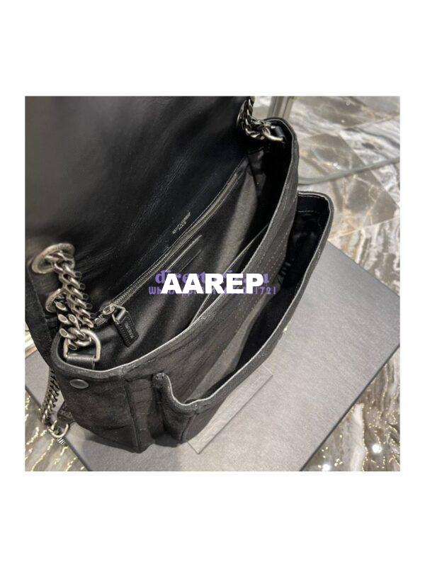 Replica YSL Saint Laurent Niki Medium In Quilted Suede And Smooth Leather 6331581 Black 10