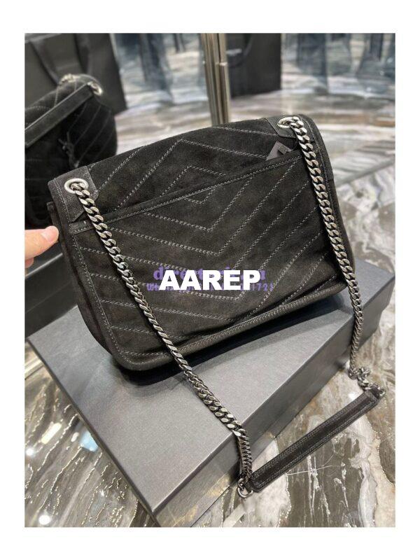Replica YSL Saint Laurent Niki Medium In Quilted Suede And Smooth Leather 6331581 Black 11