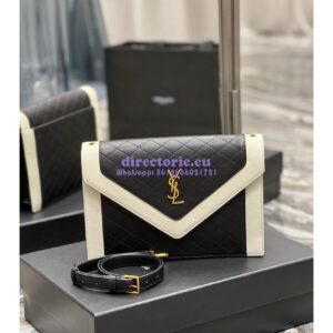 Replica YSL Saint Laurent Gaby Satchel In Quilted Vintage Lambskin 6688631 Black Blanc