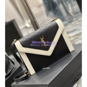 Replica YSL Saint Laurent Gaby Satchel In Quilted Vintage Lambskin 6688631 Black Blanc 2