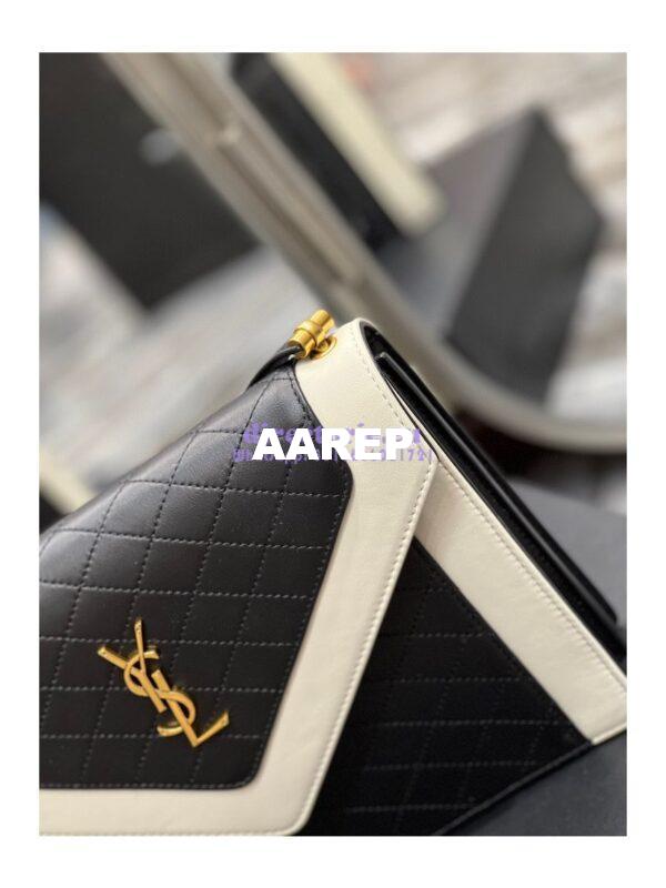 Replica YSL Saint Laurent Gaby Satchel In Quilted Vintage Lambskin 6688631 Black Blanc 5