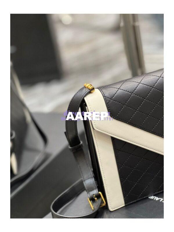 Replica YSL Saint Laurent Gaby Satchel In Quilted Vintage Lambskin 6688631 Black Blanc 6