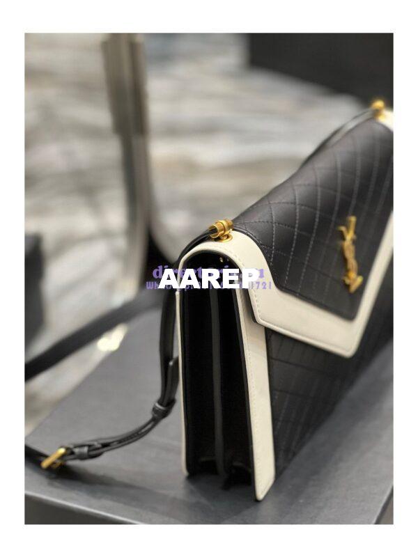 Replica YSL Saint Laurent Gaby Satchel In Quilted Vintage Lambskin 6688631 Black Blanc 8