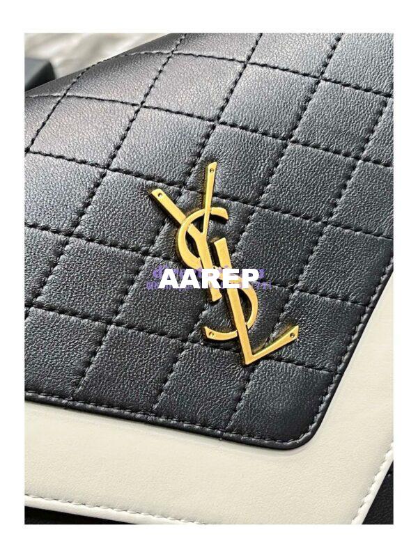 Replica YSL Saint Laurent Gaby Satchel In Quilted Vintage Lambskin 6688631 Black Blanc 9