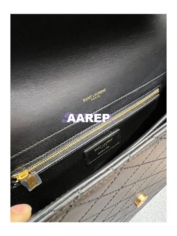 Replica YSL Saint Laurent Gaby Satchel In Quilted Vintage Lambskin 6688631 Black Blanc 12