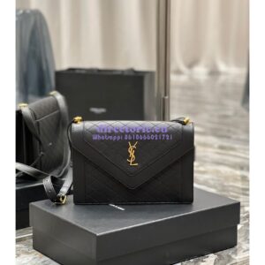 Replica YSL Saint Laurent Gaby Satchel In Quilted Lambskin 6688631 Black 2