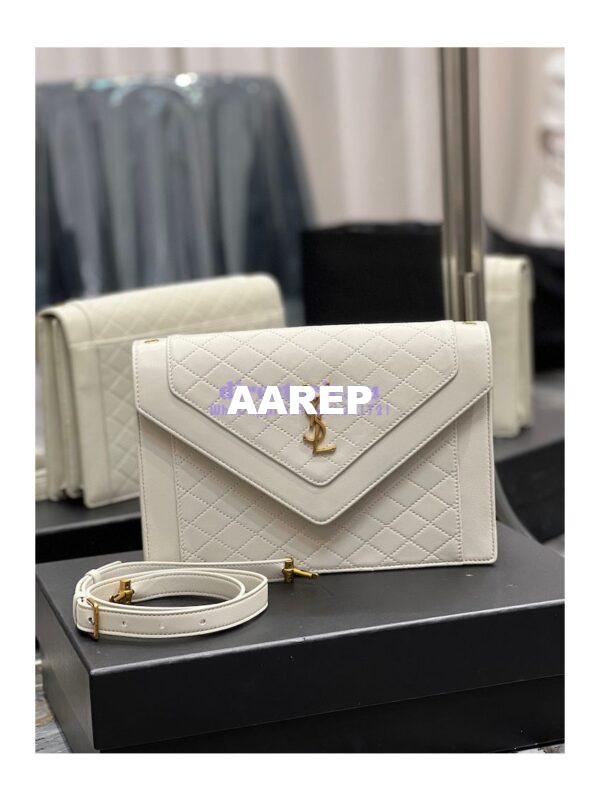 Replica YSL Saint Laurent Gaby Satchel In Quilted Lambskin 6688631 Blanc 4