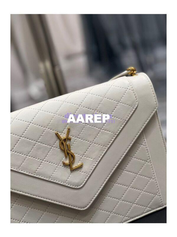 Replica YSL Saint Laurent Gaby Satchel In Quilted Lambskin 6688631 Blanc 7