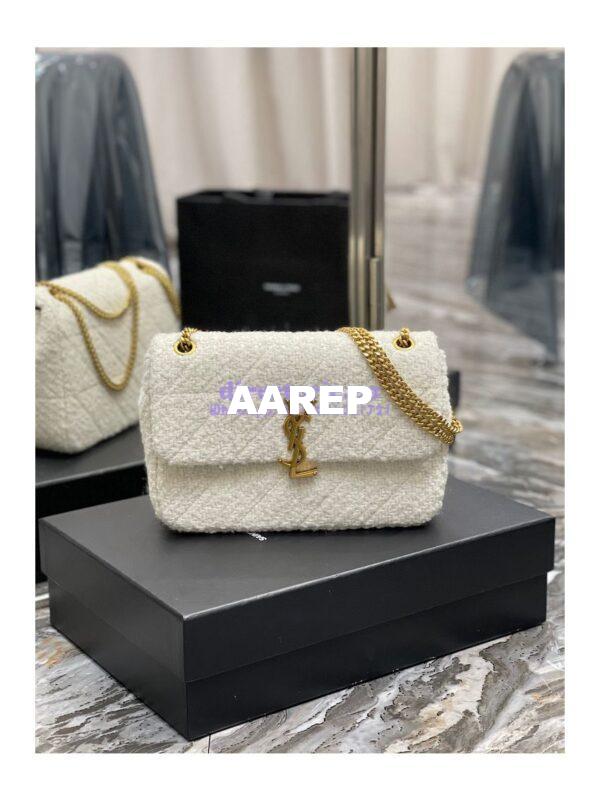 Replica YSL Saint Laurent Jamie Medium "Carré Rive Gauche" In Bouclé Tweed 634820 Off White 3