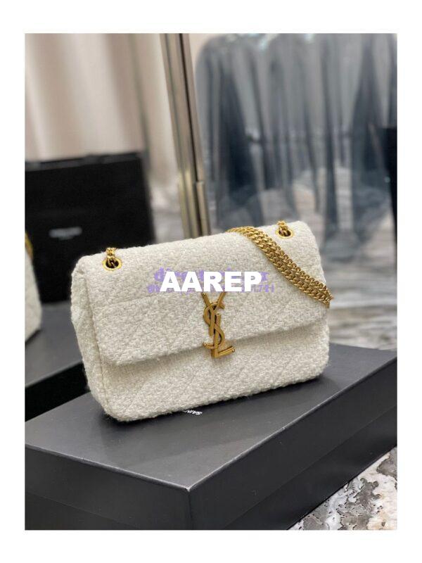 Replica YSL Saint Laurent Jamie Medium "Carré Rive Gauche" In Bouclé Tweed 634820 Off White 4