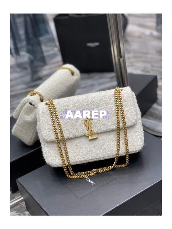 Replica YSL Saint Laurent Jamie Medium "Carré Rive Gauche" In Bouclé Tweed 634820 Off White 5