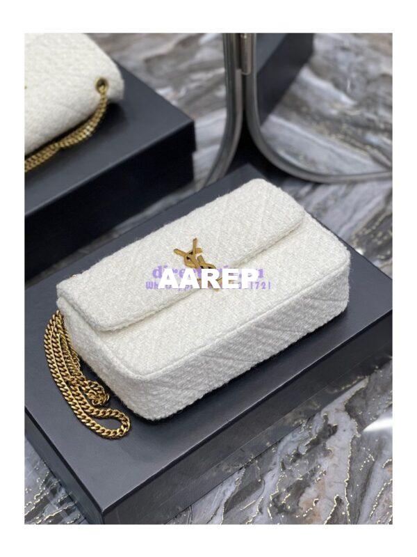 Replica YSL Saint Laurent Jamie Medium "Carré Rive Gauche" In Bouclé Tweed 634820 Off White 9
