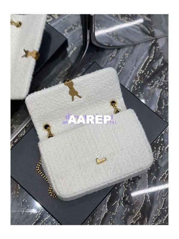 Replica YSL Saint Laurent Jamie Medium "Carré Rive Gauche" In Bouclé Tweed 634820 Off White 11