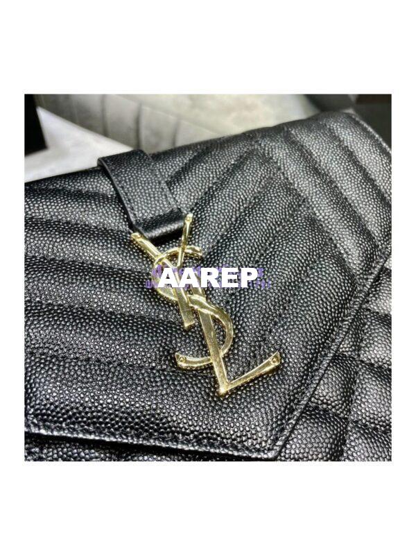 Replica YSL Saint Laurent Monogram Clutch in Quilted Grain De Poudre Embossed Leather 6176621 Black 3