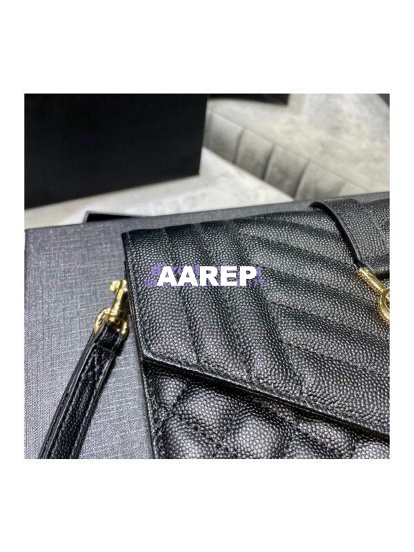 Replica YSL Saint Laurent Monogram Clutch in Quilted Grain De Poudre Embossed Leather 6176621 Black 4