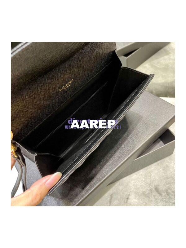 Replica YSL Saint Laurent Monogram Clutch in Quilted Grain De Poudre Embossed Leather 6176621 Black 7