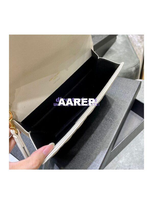 Replica YSL Saint Laurent Monogram Clutch in Quilted Grain De Poudre Embossed Leather 6176621 White 9