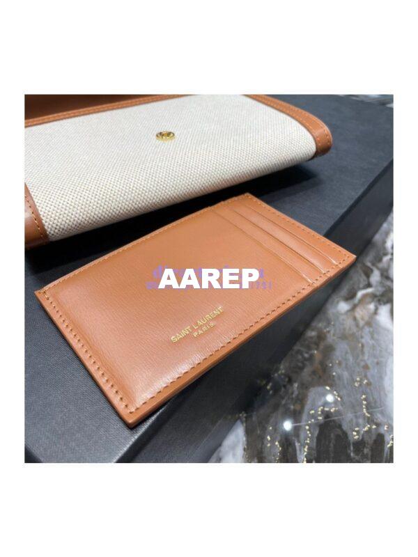 Replica YSL Saint Laurent Uptown Chain Wallet In Beige and Brown Canvas 6077881 11