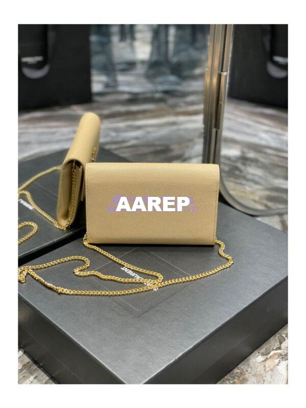 Replica YSL Saint Laurent Uptown Chain Wallet In Grain De Poudre Embossed Leather 6077881 Beige 12