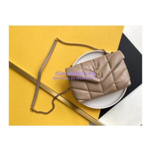 Replica Yves Saint Laurent YSL Loulou Puffer Toy Bag In Quilted Lambskin Dark Beige 2