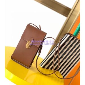 Replica YSL Saint Laurent Tuc Phone Pouch With Strap In Supple Calfskin 6677182 Brown