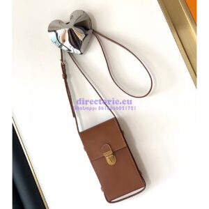 Replica YSL Saint Laurent Tuc Phone Pouch With Strap In Supple Calfskin 6677182 Brown 2
