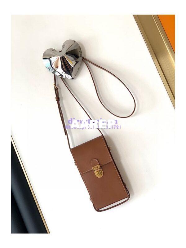 Replica YSL Saint Laurent Tuc Phone Pouch With Strap In Supple Calfskin 6677182 Brown 4