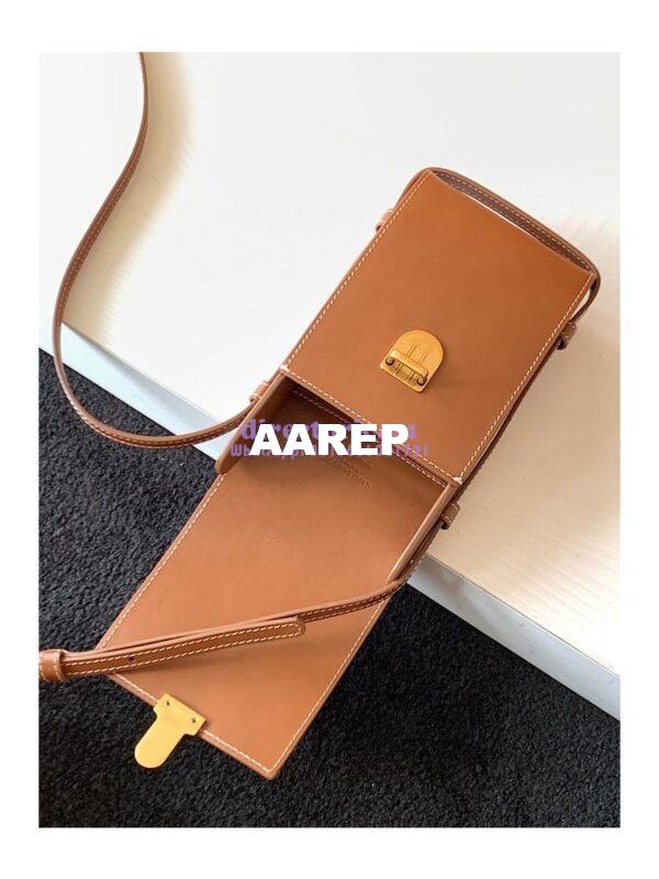 Replica YSL Saint Laurent Tuc Phone Pouch With Strap In Supple Calfskin 6677182 Brown 10