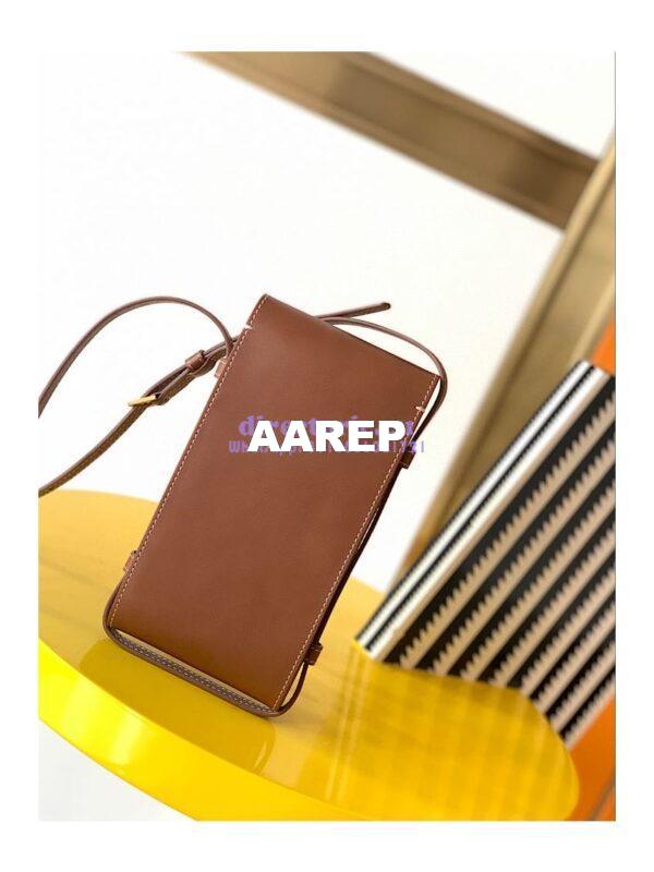 Replica YSL Saint Laurent Tuc Phone Pouch With Strap In Supple Calfskin 6677182 Brown 13