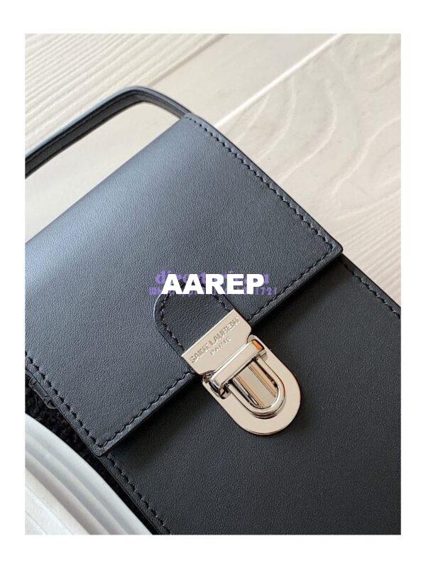 Replica YSL Saint Laurent Tuc Phone Pouch With Strap In Supple Calfskin 6677182 Black 5