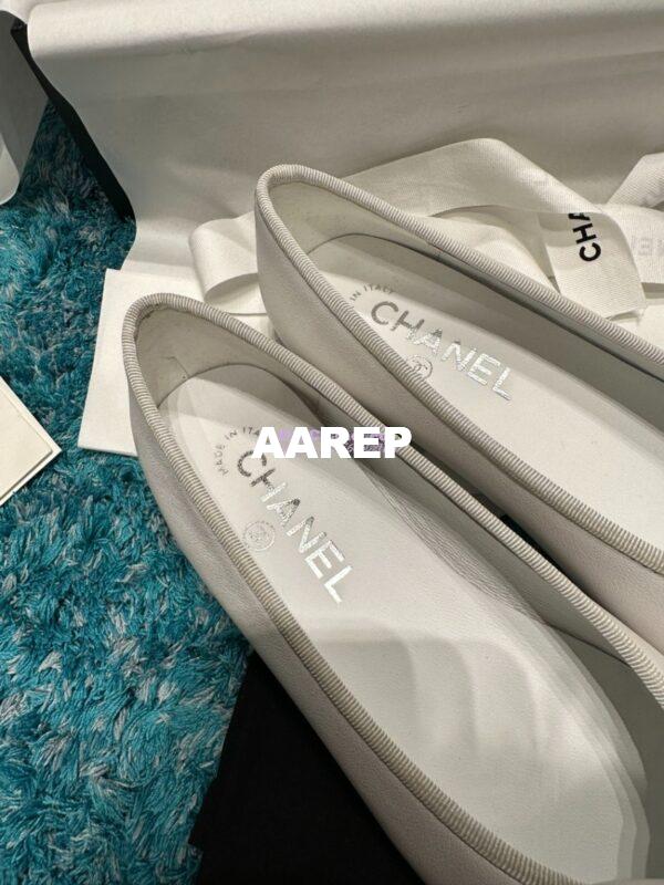 Replica Chanel Classic Lambskin Cap Toe Ballerinas G02819 White Black 4