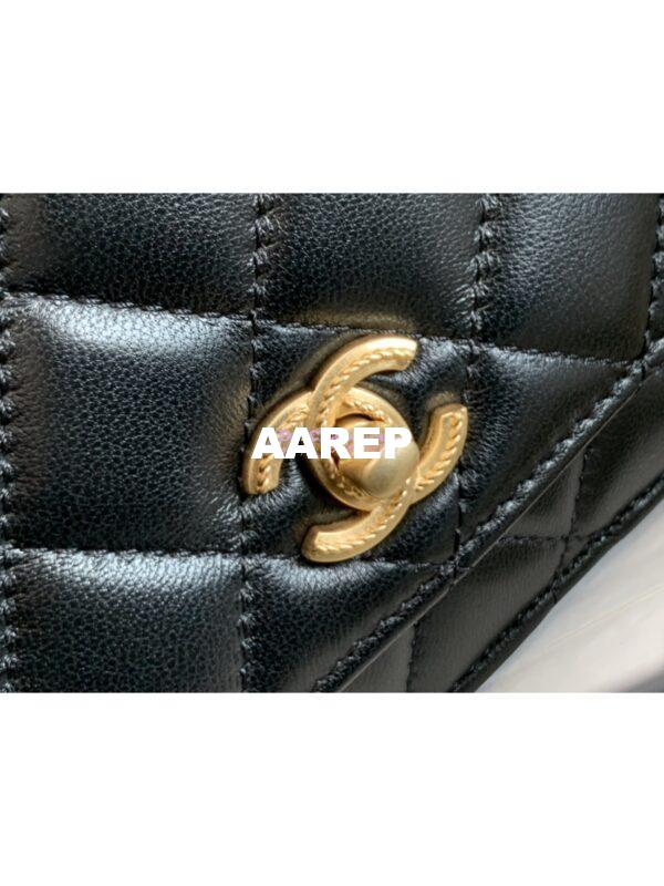 Replica Chanel Top Handle Wallet With Chain Lambskin AP3381 Black 9