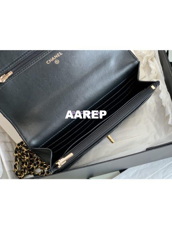 Replica Chanel Top Handle Wallet With Chain Lambskin AP3381 Black 10