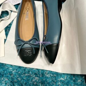 Replica Chanel Classic Lambskin Cap Toe Ballerinas G02819 Bleu Navy 2