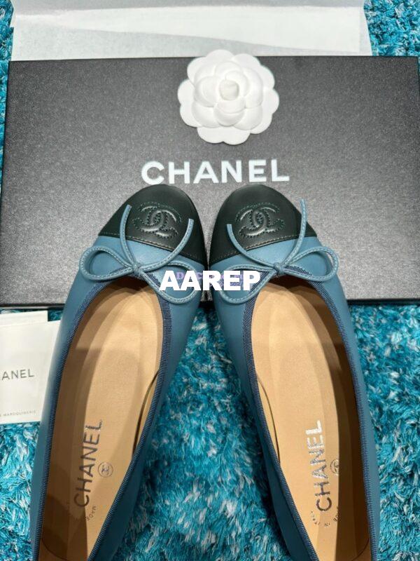 Replica Chanel Classic Lambskin Cap Toe Ballerinas G02819 Bleu Navy 5