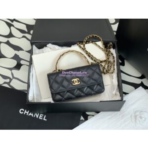 Replica Chanel Flap Phone Holder With Chain Lambskin AP3385 Black 2
