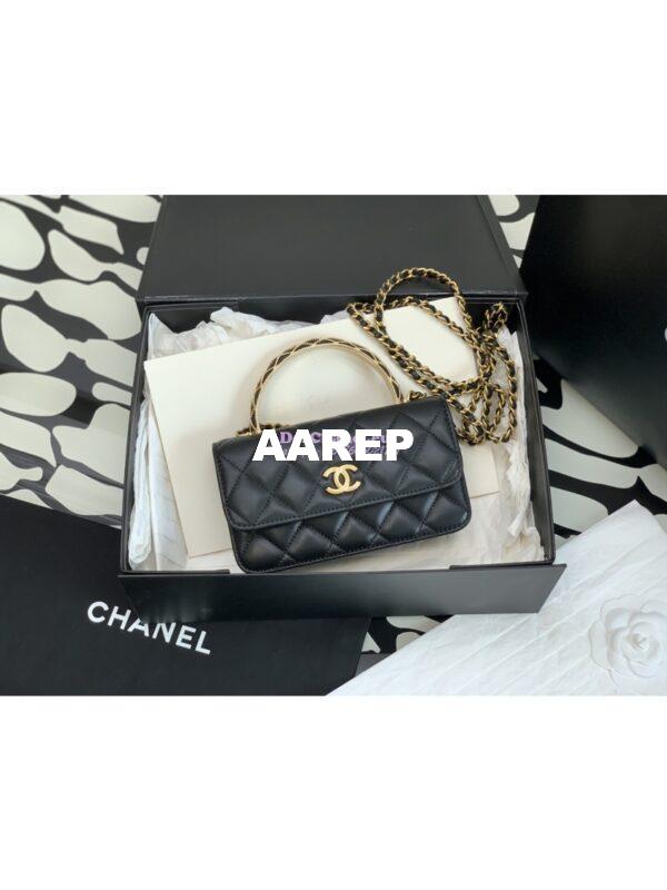 Replica Chanel Flap Phone Holder With Chain Lambskin AP3385 Black 2