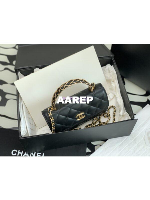 Replica Chanel Flap Phone Holder With Chain Lambskin AP3385 Black 3