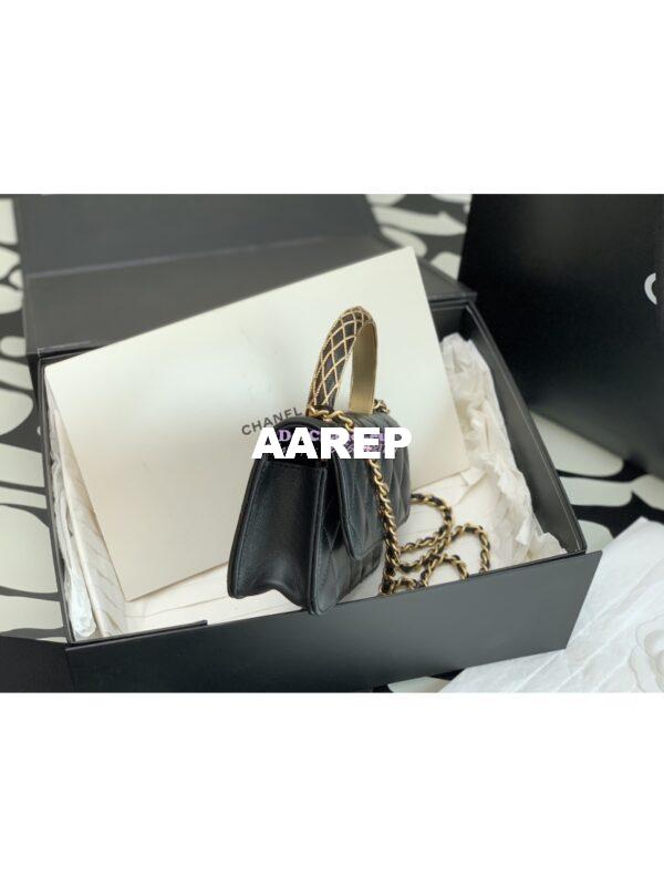 Replica Chanel Flap Phone Holder With Chain Lambskin AP3385 Black 4