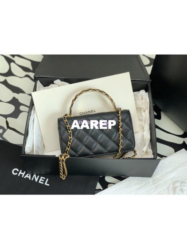Replica Chanel Flap Phone Holder With Chain Lambskin AP3385 Black 6