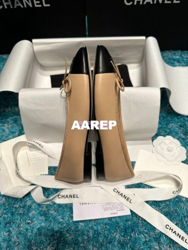 Replica Chanel Classic Lambskin Cap Toe Ballerinas G02819 Beige Black 4