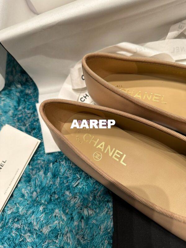 Replica Chanel Classic Lambskin Cap Toe Ballerinas G02819 Beige Black 5